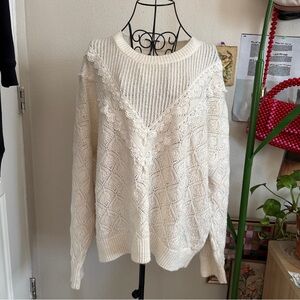 Anthropologie Knit Lace Sweater XL